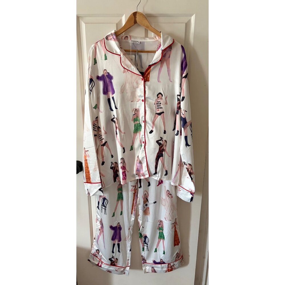 Taylor Swift Inspired PJ Pajama Set 2 Satin Feel XXL - Picture 5 of 14